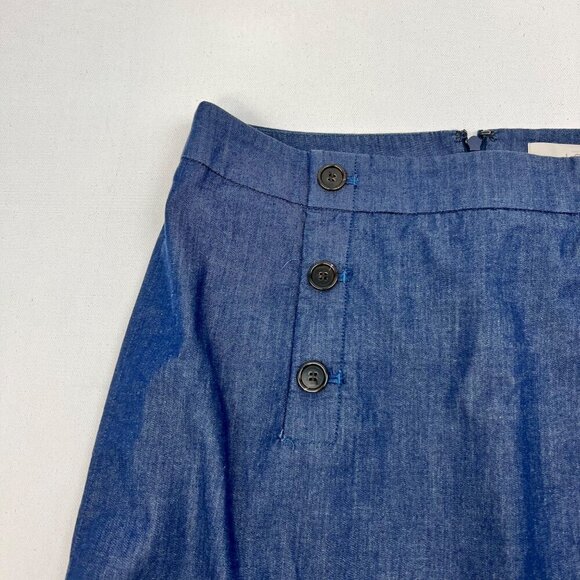 Loft Womens A-Line Above Knee Skirt Blue Size 4 Button Accents - Picture 2 of 9